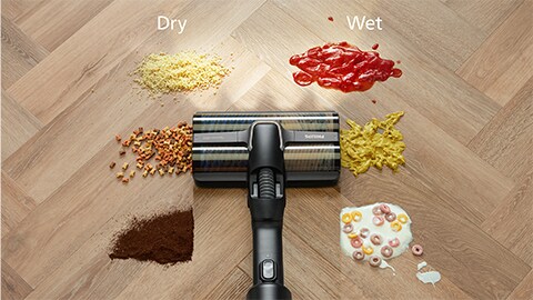 Philips AquaTrio juhtmeta tolmuimeja ja pesuri 9000 seeria koristamas märga ning kuiva mustust