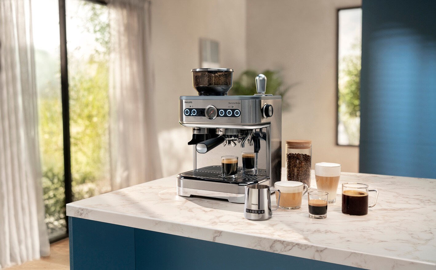 Philips Barista Brew koos erinevate kohvijookidega